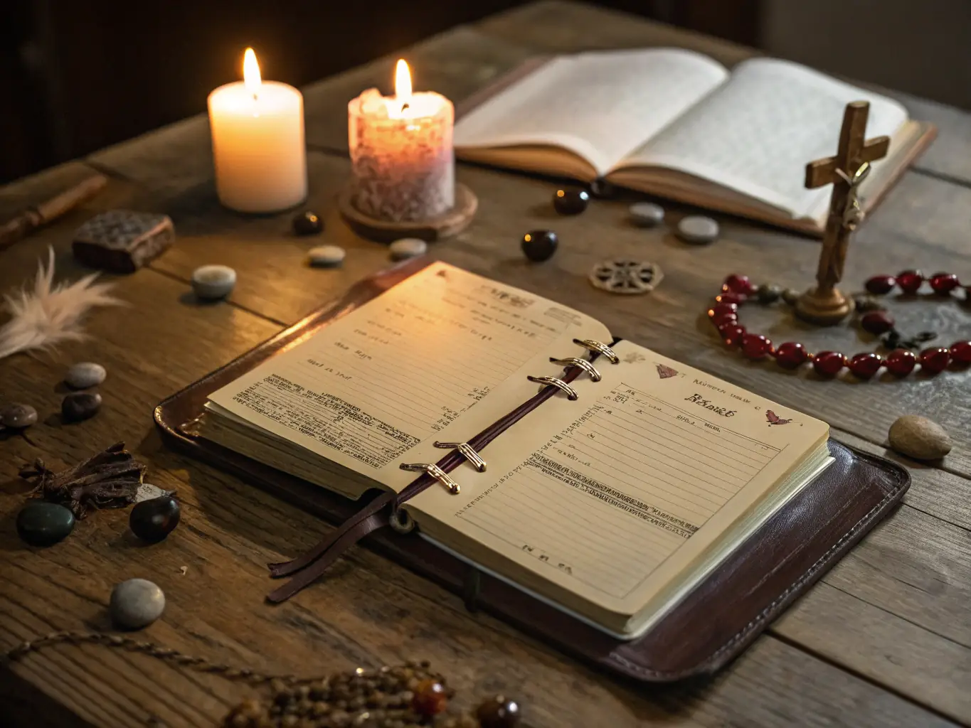 A serene image of an open Orthodox prayer book with a wooden cross resting on its pages, bathed in soft, natural light, symbolizing spiritual guidance and reflection.